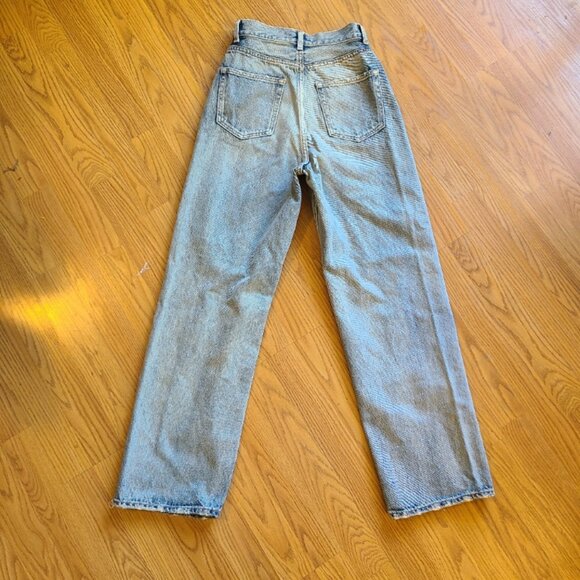 MOUSSY VINTAGE TIFTON WIDE STRAIGHT JEANS HIGH RISE RIPPED ANKLE RIGID DENIM 24 - Picture 6 of 8